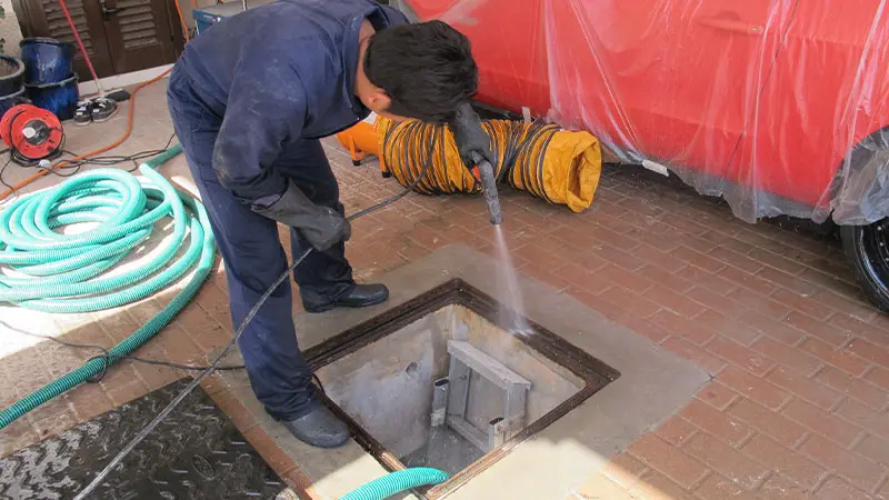 overhead water tank cleaning